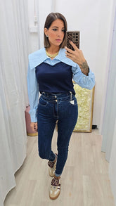 Maglia Camicia Blu